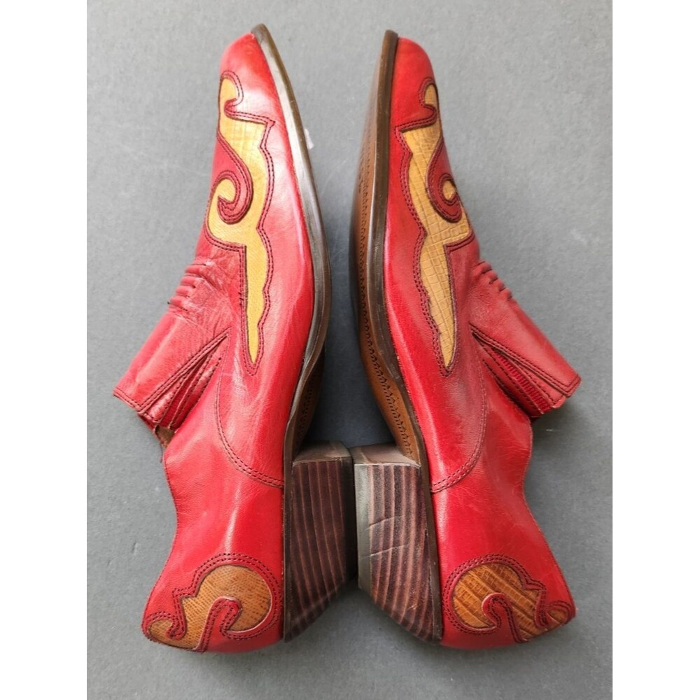 Nine West Size 7.5 - 8 Cowboy Shoes Ankle Western Boots Red 2 Tone Rockie - Picture 10 of 15